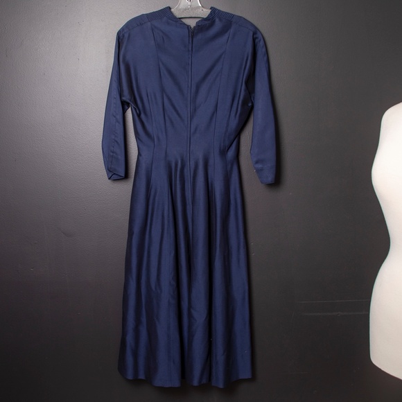 50's Dark Blue Cocktail Dinner Evening Dress - Picture 4 of 8